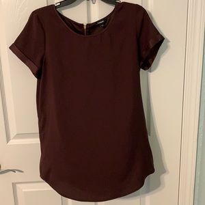 Maroon Gramercy Express blouse, zipper back.
